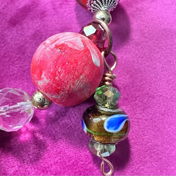 Handmade one-of-a-kind hand painted bracelet with charms ethnic tribal boho 3130 - Picture 6 of 9